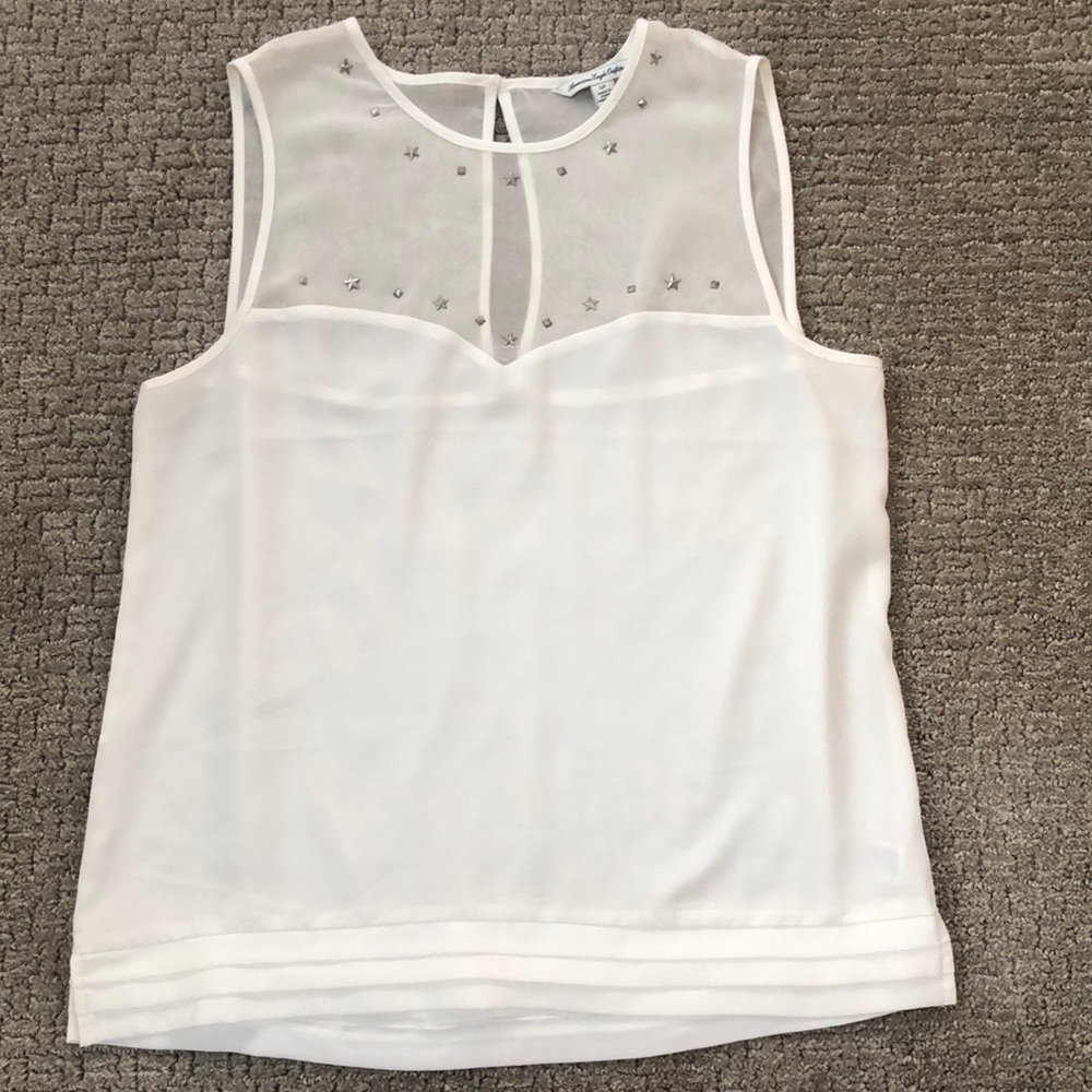 American Eagle White Star Studded Tank